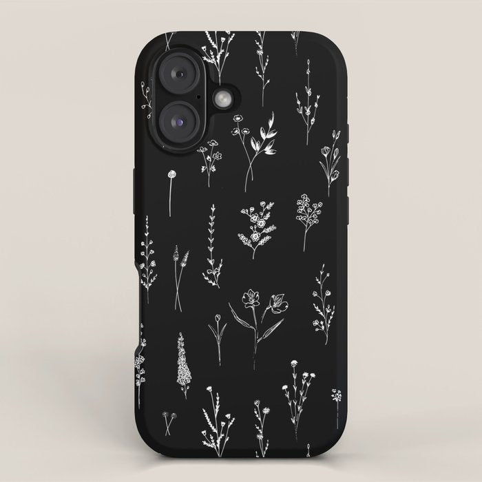 Black wildflowers iPhone Case Gallery Image 1