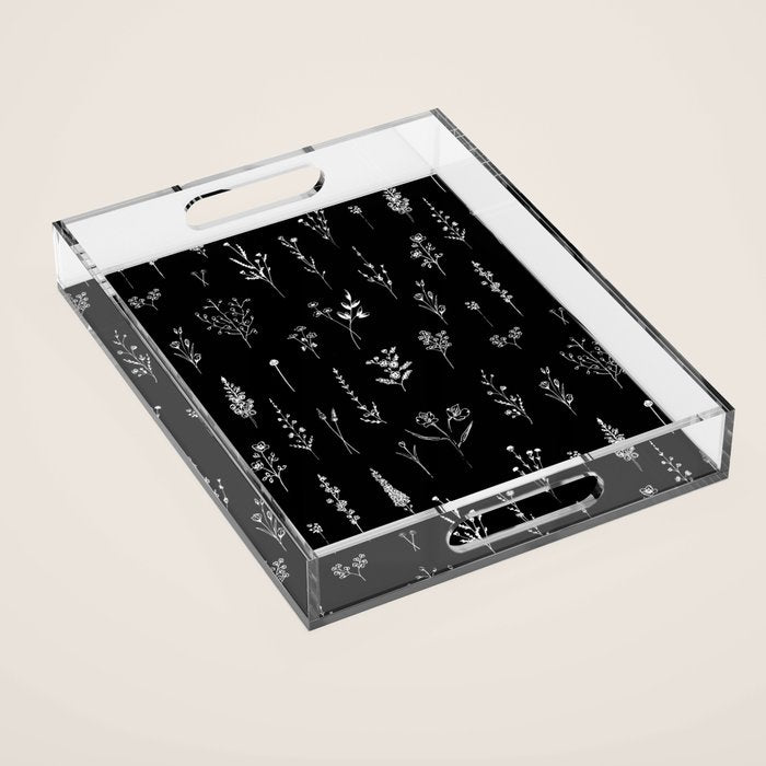 Black wildflowers Acrylic Tray Gallery Image 1