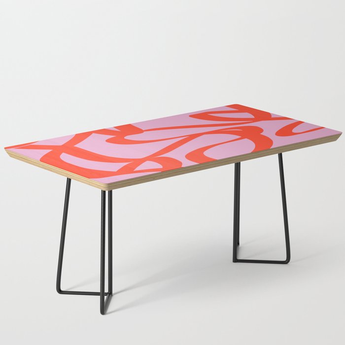 Pink Retro Lines Modern Abstract Brush Shapes Midcentury Line Shapes Vintage Coffee Table Gallery Image 1