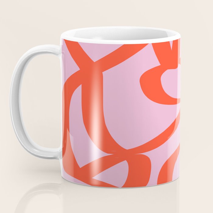 Pink Retro Lines Modern Abstract Brush Shapes Midcentury Line Shapes Vintage Coffee Mug Gallery Image 3
