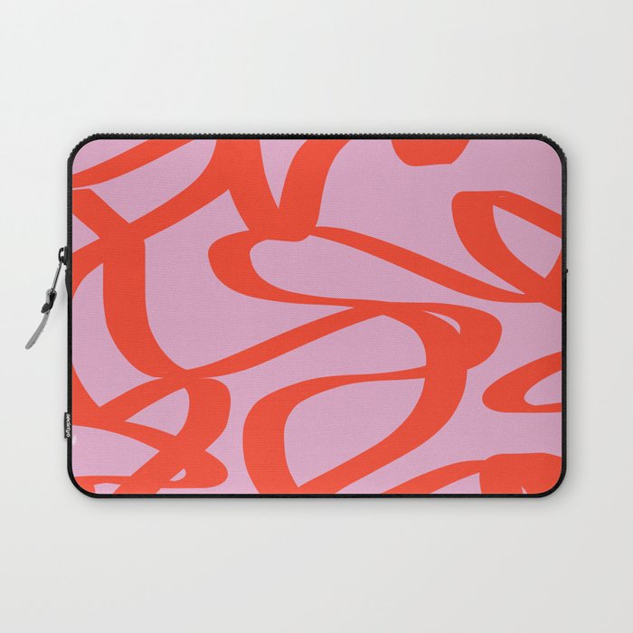 Pink Retro Lines Modern Abstract Brush Shapes Midcentury Line Shapes Vintage Laptop Sleeve Gallery Image 1