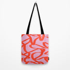 Pink Retro Lines Modern Abstract Brush Shapes Midcentury Line Shapes Vintage Tote Bag Gallery Image 2