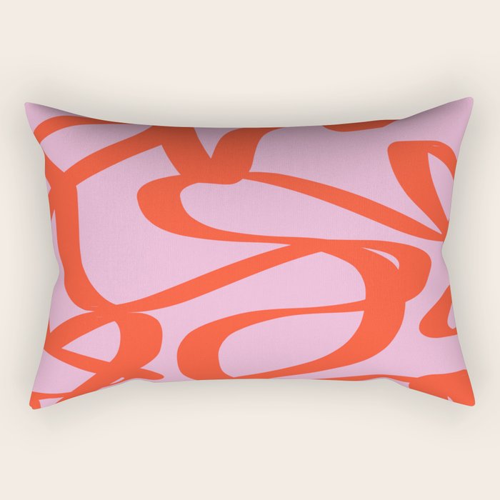 Pink Retro Lines Modern Abstract Brush Shapes Midcentury Line Shapes Vintage Rectangular Pillow Gallery Image 1