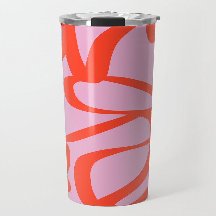 Pink Retro Lines Modern Abstract Brush Shapes Midcentury Line Shapes Vintage Travel Mug Gallery Image 1