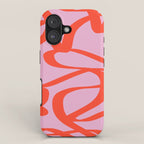 Pink Retro Lines Modern Abstract Brush Shapes Midcentury Line Shapes Vintage iPhone Case Gallery Image 1