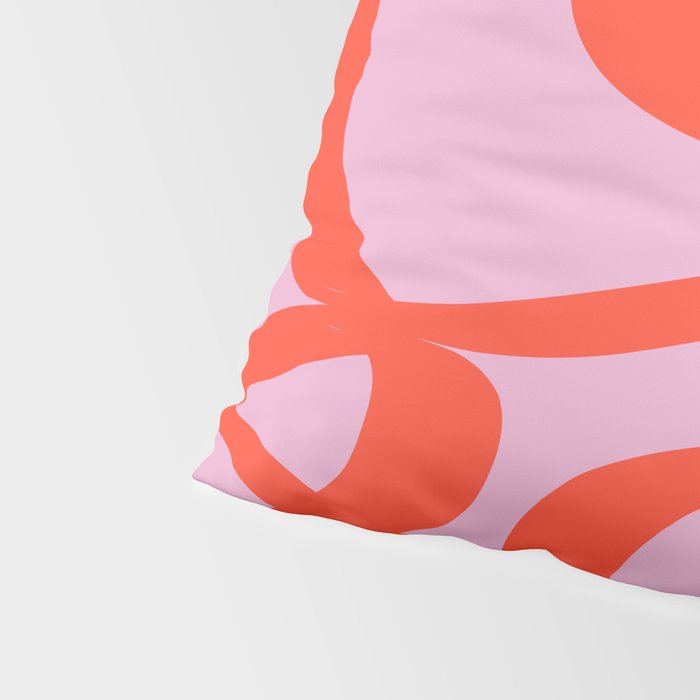 Pink Retro Lines Modern Abstract Brush Shapes Midcentury Line Shapes Vintage Pillow Sham Gallery Image 4