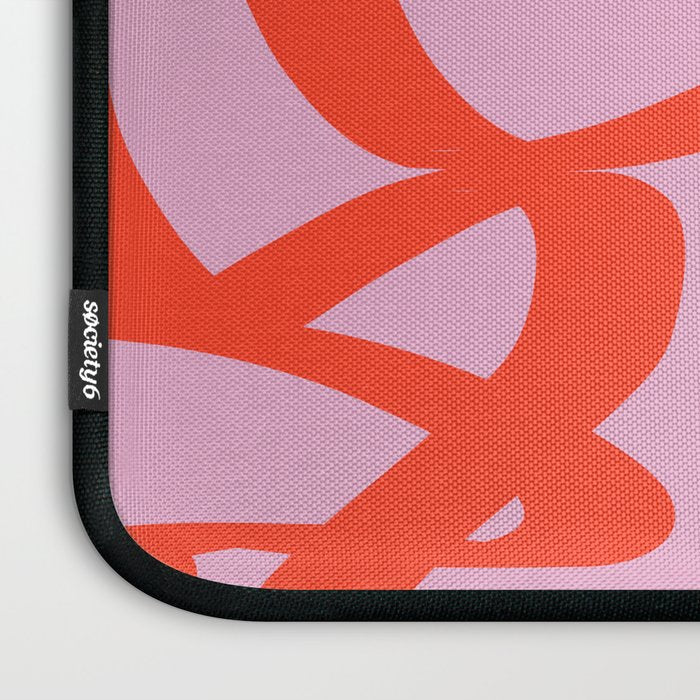 Pink Retro Lines Modern Abstract Brush Shapes Midcentury Line Shapes Vintage Laptop Sleeve Gallery Image 3