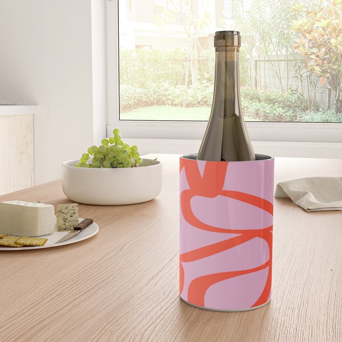 Pink Retro Lines Modern Abstract Brush Shapes Midcentury Line Shapes Vintage Wine Chiller Gallery Image 4