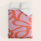 Pink Retro Lines Modern Abstract Brush Shapes Midcentury Line Shapes Vintage Comforter Gallery Image 6