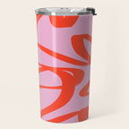 Pink Retro Lines Modern Abstract Brush Shapes Midcentury Line Shapes Vintage Travel Mug Gallery Image 2