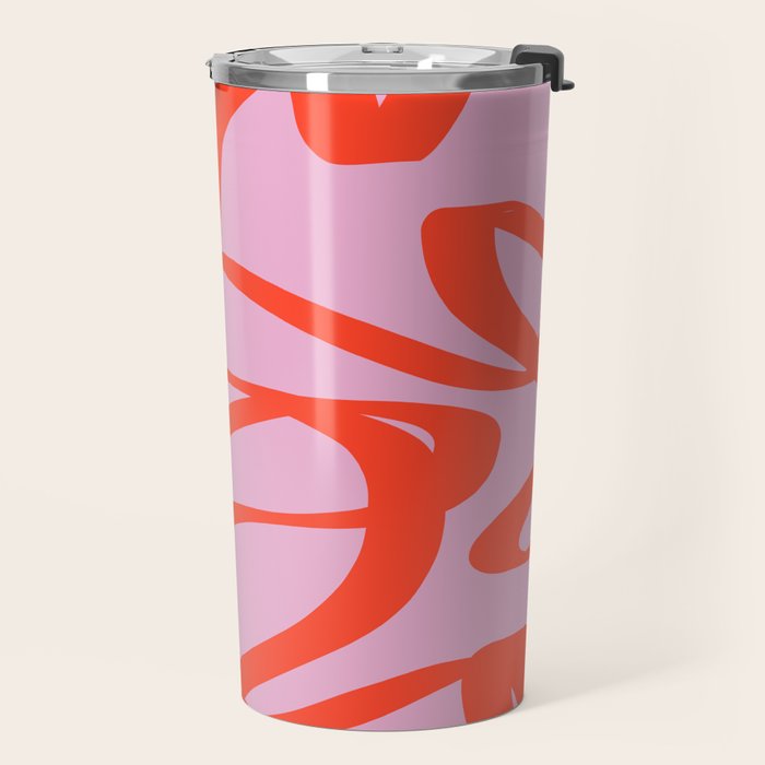 Pink Retro Lines Modern Abstract Brush Shapes Midcentury Line Shapes Vintage Travel Mug Gallery Image 2