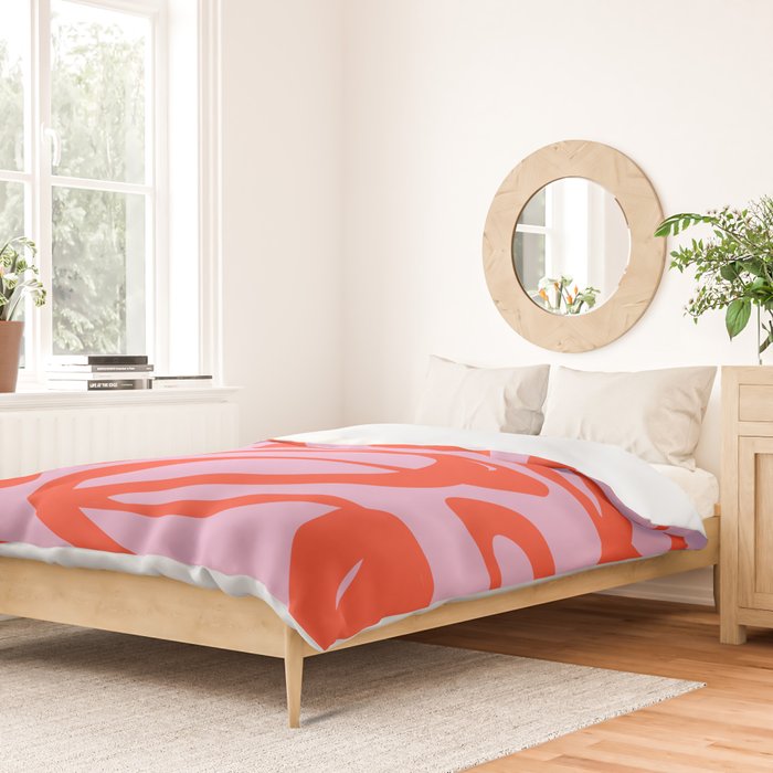 Pink Retro Lines Modern Abstract Brush Shapes Midcentury Line Shapes Vintage Duvet Cover Gallery Image 2