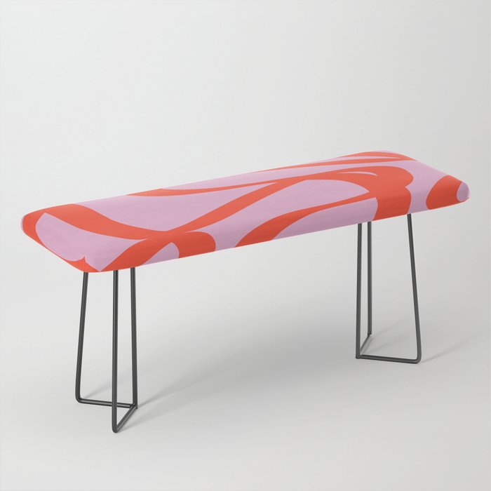 Pink Retro Lines Modern Abstract Brush Shapes Midcentury Line Shapes Vintage Bench Gallery Image 1