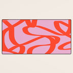 Pink Retro Lines Modern Abstract Brush Shapes Midcentury Line Shapes Vintage Desk Mat Gallery Image 3
