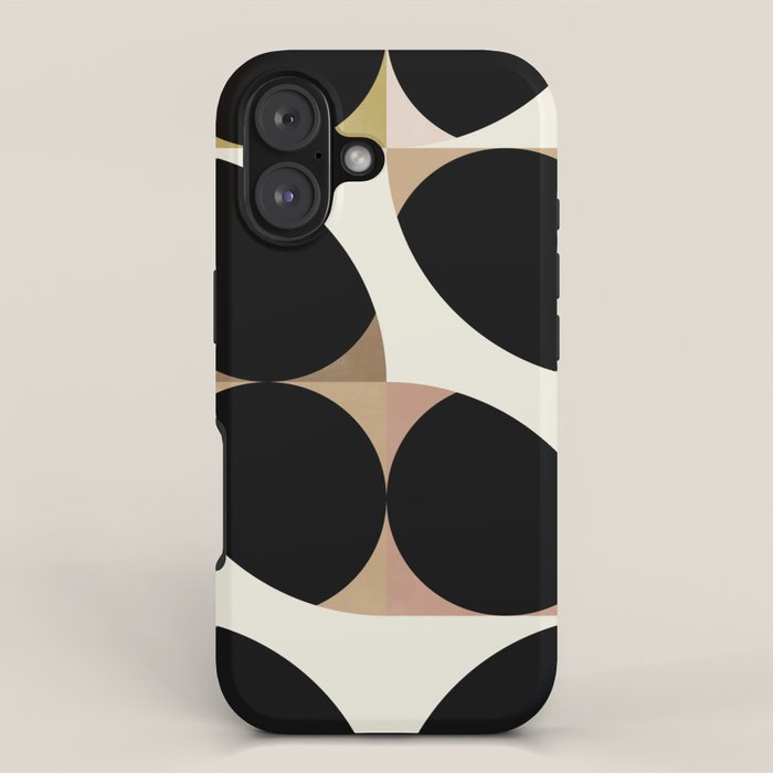 mid century black geometric shapes iPhone Case Gallery Image 1