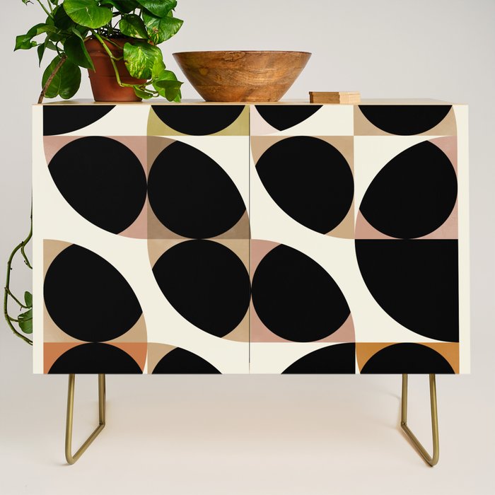 mid century black geometric shapes Credenza Gallery Image 1