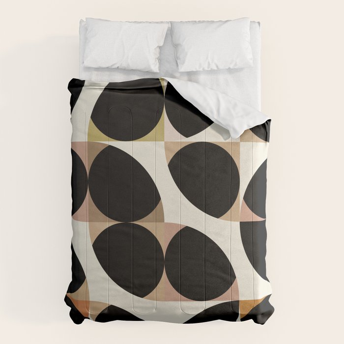 mid century black geometric shapes Comforter Gallery Image 6