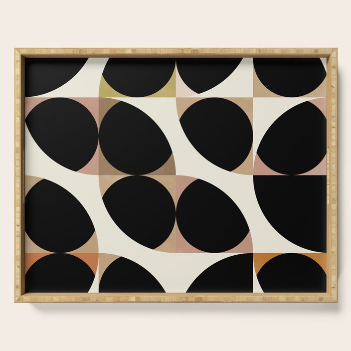 mid century black geometric shapes Serving Tray Gallery Image 1