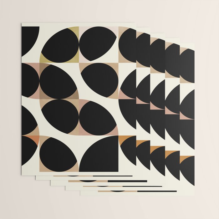 mid century black geometric shapes Wrapping Paper Gallery Image 3