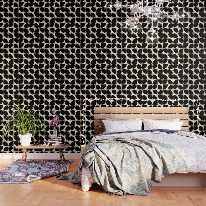 mid century black geometric shapes Wallpaper Gallery Image 1