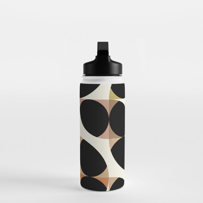 mid century black geometric shapes Water Bottle Gallery Image 3