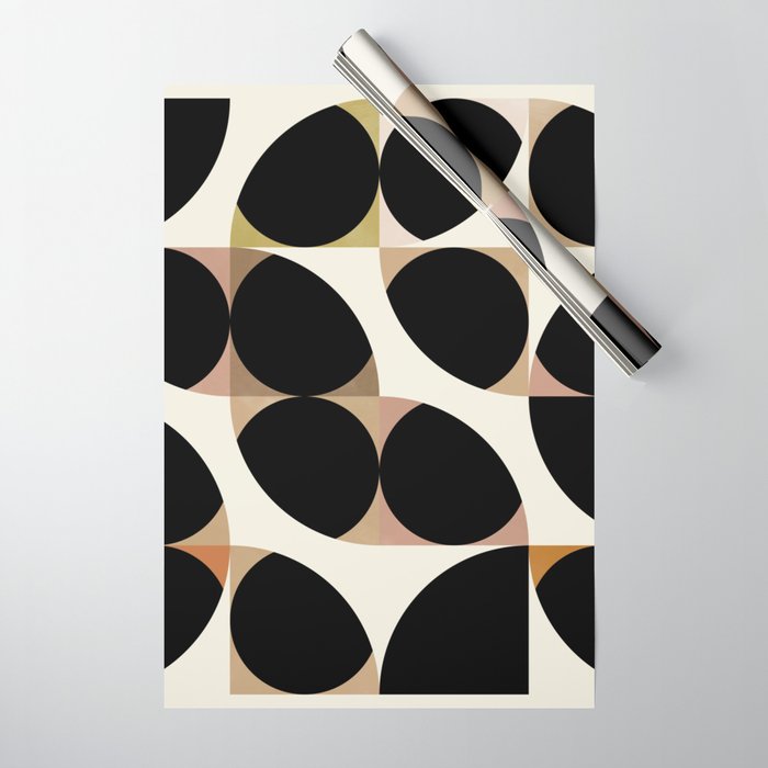 mid century black geometric shapes Wrapping Paper Gallery Image 1