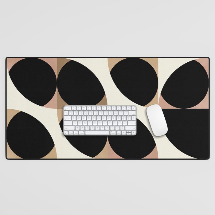mid century black geometric shapes Desk Mat Gallery Image 1