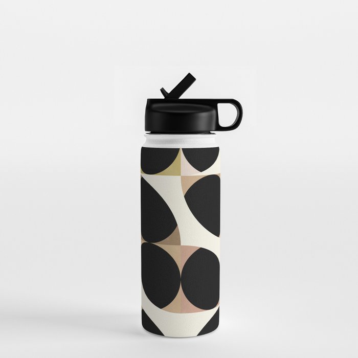 mid century black geometric shapes Water Bottle Gallery Image 1