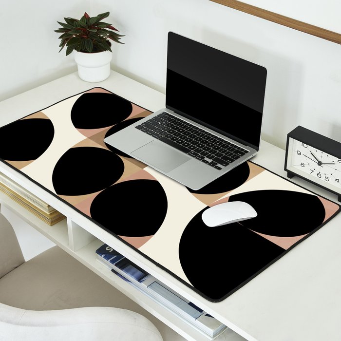 mid century black geometric shapes Desk Mat Gallery Image 2