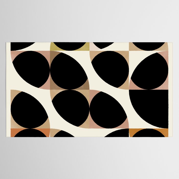mid century black geometric shapes Tablecloth Gallery Image 2