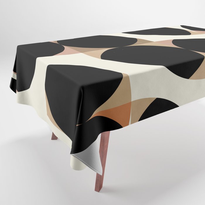 mid century black geometric shapes Tablecloth Gallery Image 1