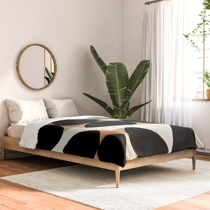 mid century black geometric shapes Comforter Gallery Image 2