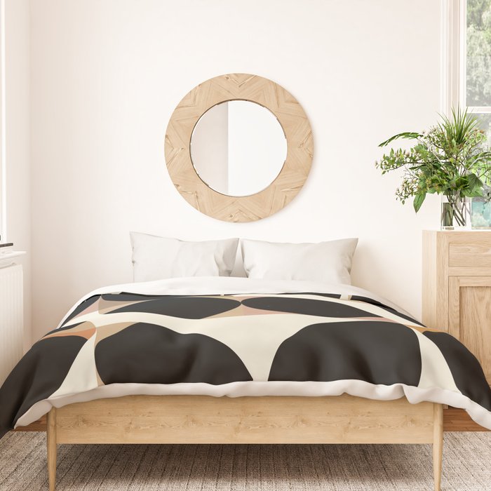 mid century black geometric shapes Duvet Cover Gallery Image 3