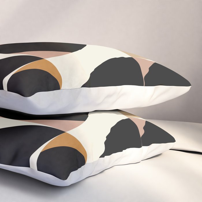 mid century black geometric shapes Pillow Sham Gallery Image 3