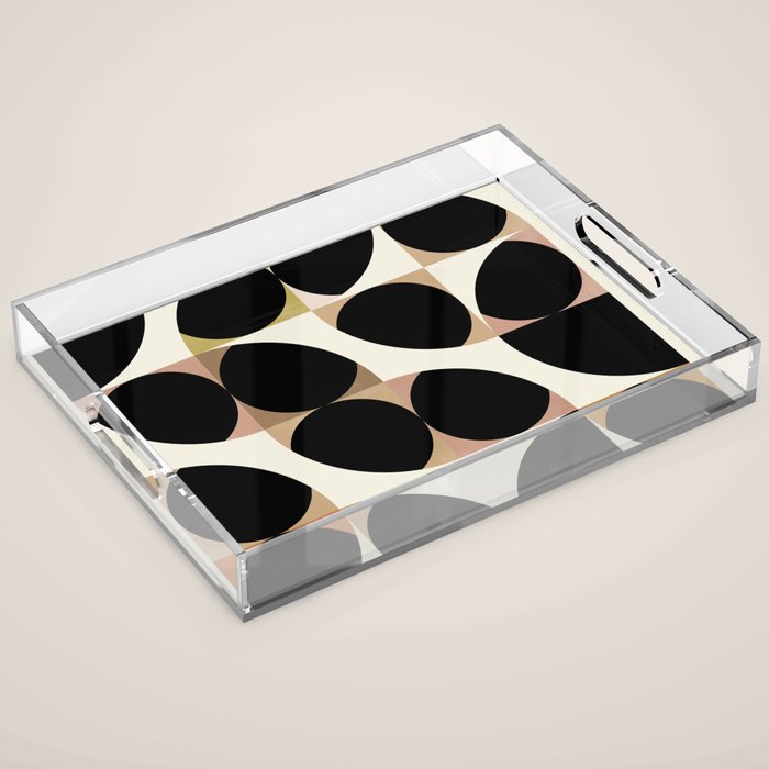 mid century black geometric shapes Acrylic Tray Gallery Image 1