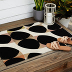 mid century black geometric shapes Outdoor Rug Gallery Image 2