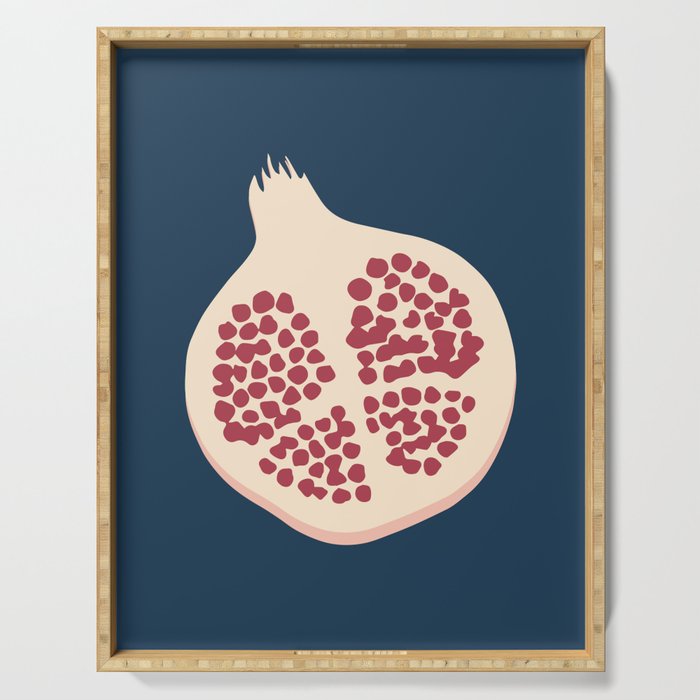 Pomegranate Fruit Navy Blue Serving Tray Gallery Image 1