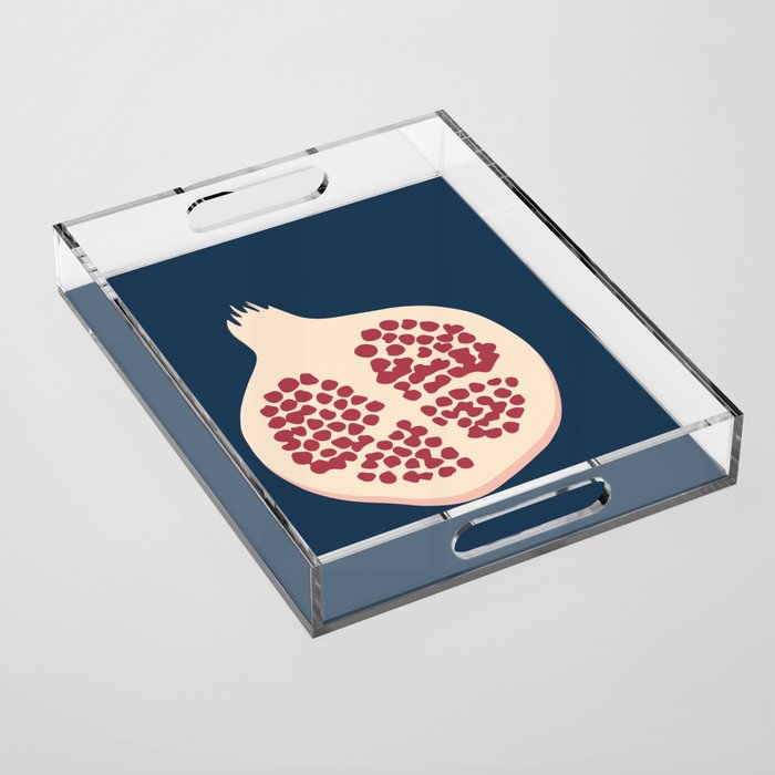 Pomegranate Fruit Navy Blue Acrylic Tray Gallery Image 1