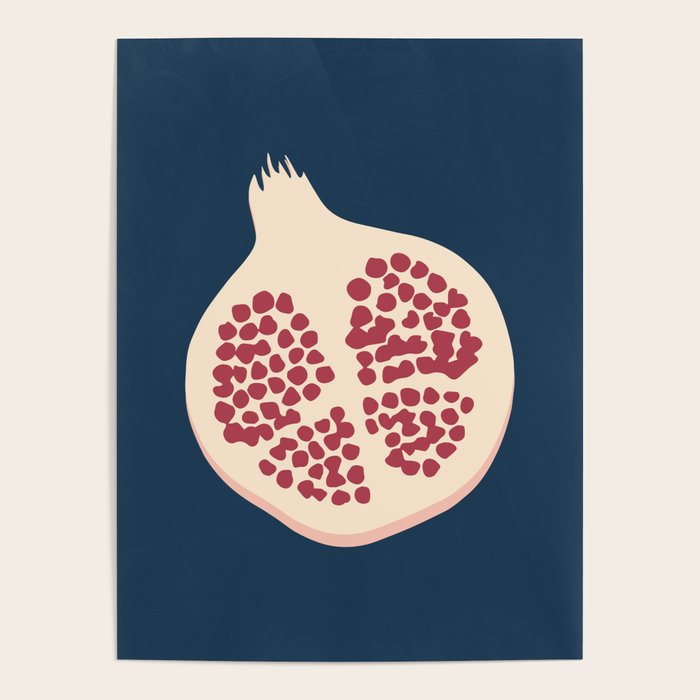 Pomegranate Fruit Navy Blue Poster Gallery Image 4