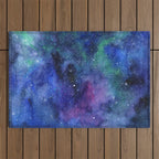 Colorful Galaxy Space Watercolor Outdoor Rug Gallery Image 1