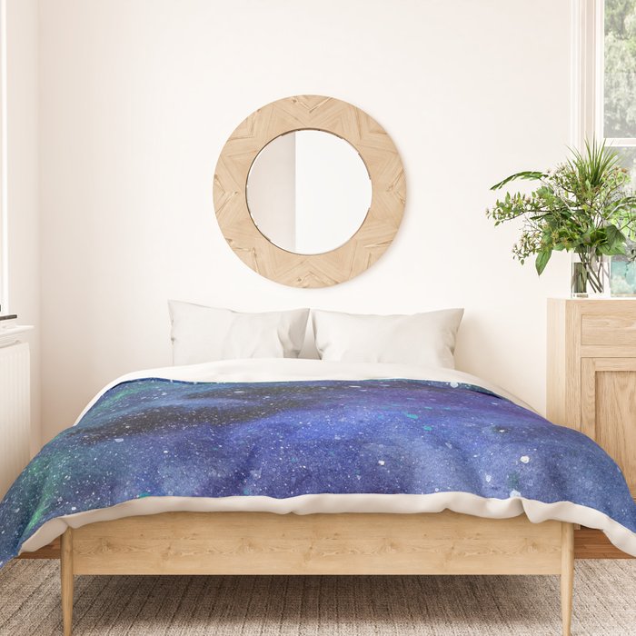 Colorful Galaxy Space Watercolor Duvet Cover Gallery Image 3