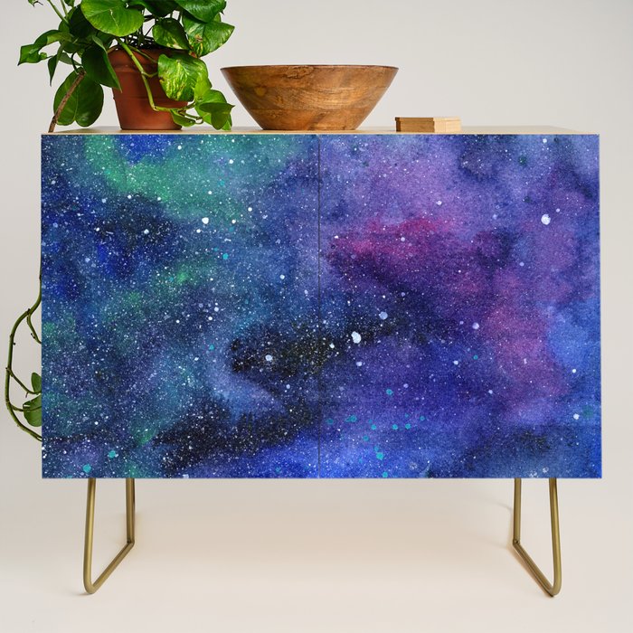 Colorful Galaxy Space Watercolor Credenza Gallery Image 1