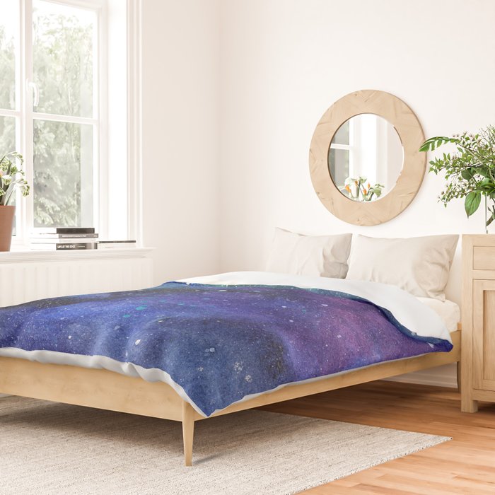 Colorful Galaxy Space Watercolor Duvet Cover Gallery Image 2