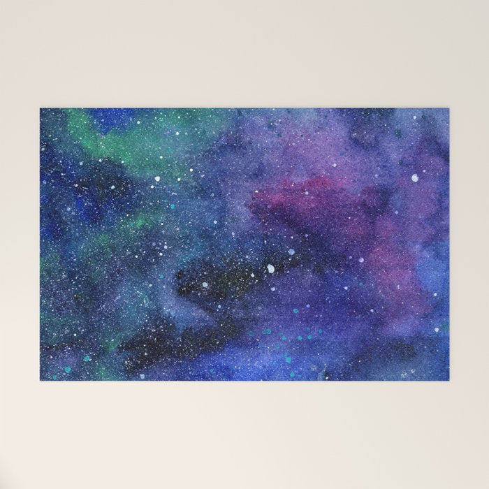 Colorful Galaxy Space Watercolor Welcome Mat Gallery Image 1