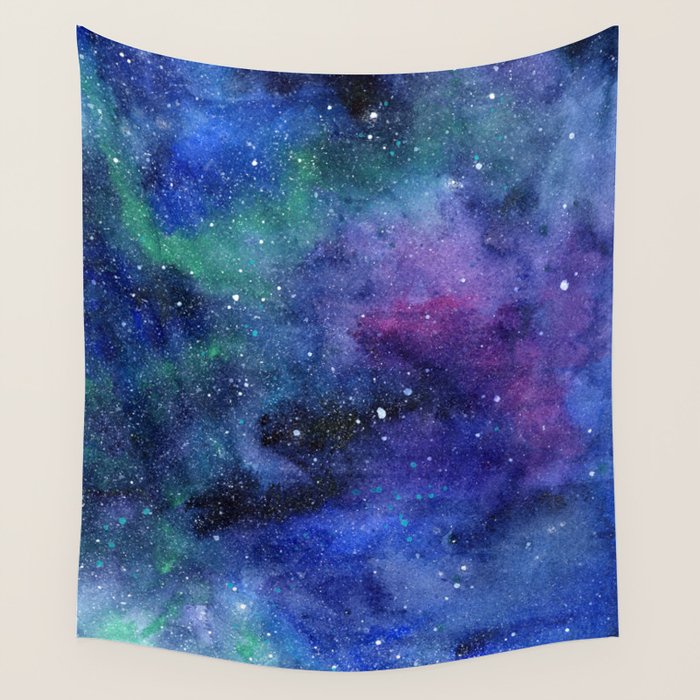 Colorful Galaxy Space Watercolor Wall Tapestry Gallery Image 4
