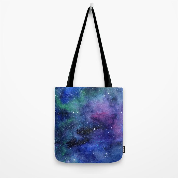Colorful Galaxy Space Watercolor Tote Bag Gallery Image 2