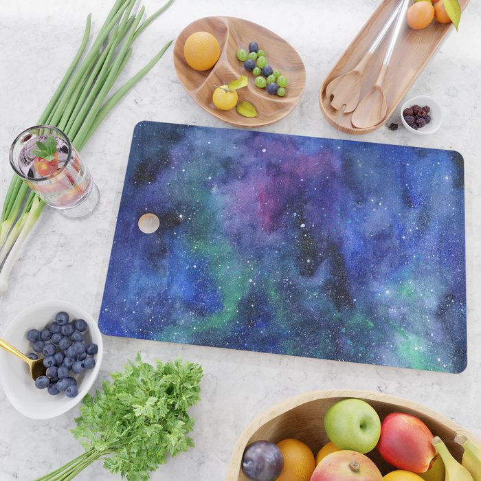 Colorful Galaxy Space Watercolor Cutting Board Gallery Image 2