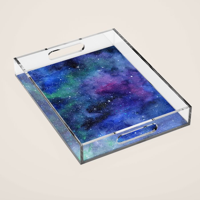 Colorful Galaxy Space Watercolor Acrylic Tray Gallery Image 1