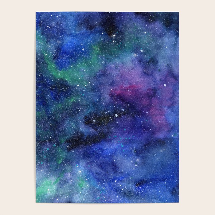 Colorful Galaxy Space Watercolor Poster Gallery Image 4