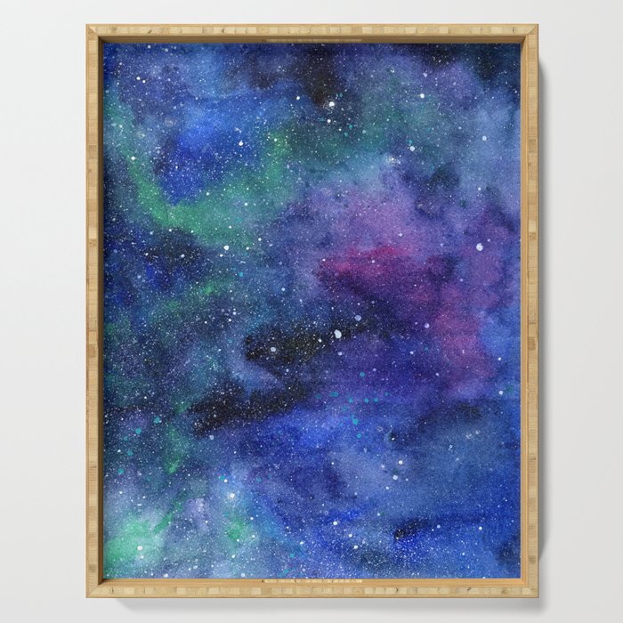 Colorful Galaxy Space Watercolor Serving Tray Gallery Image 1